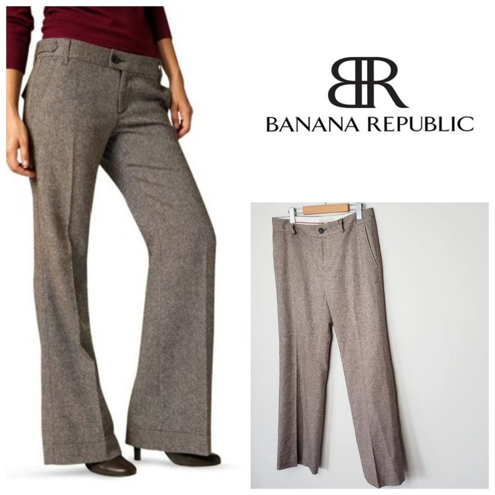 BANANA REPUBLIC Martin Tweed Wool Wide Leg Pants - Picture 1 of 10